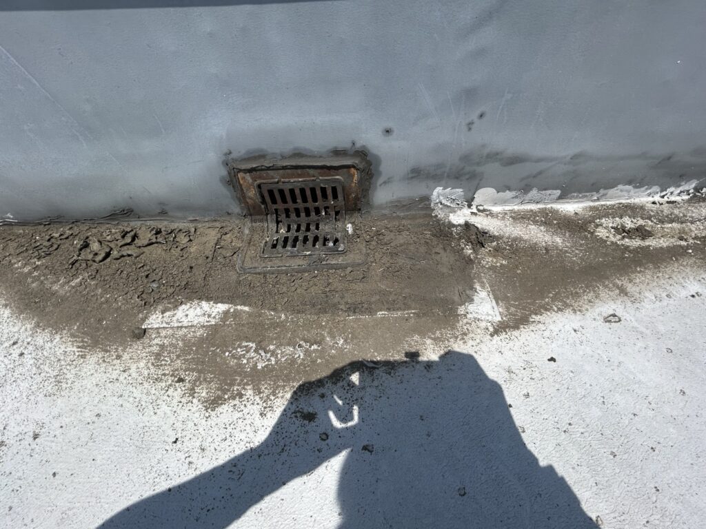 ドレン周りは汚れがひどく、土が詰まっています。